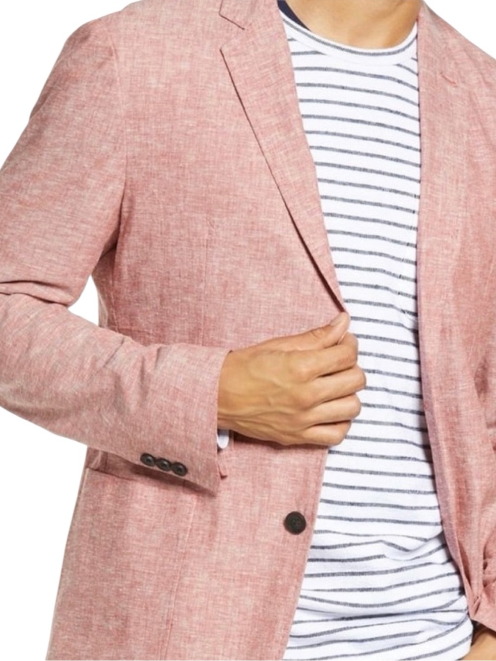1901 NORDSTROM Extra Trim Fit Linen Blend Sports Coat/Blazer in Salmon Size XXL